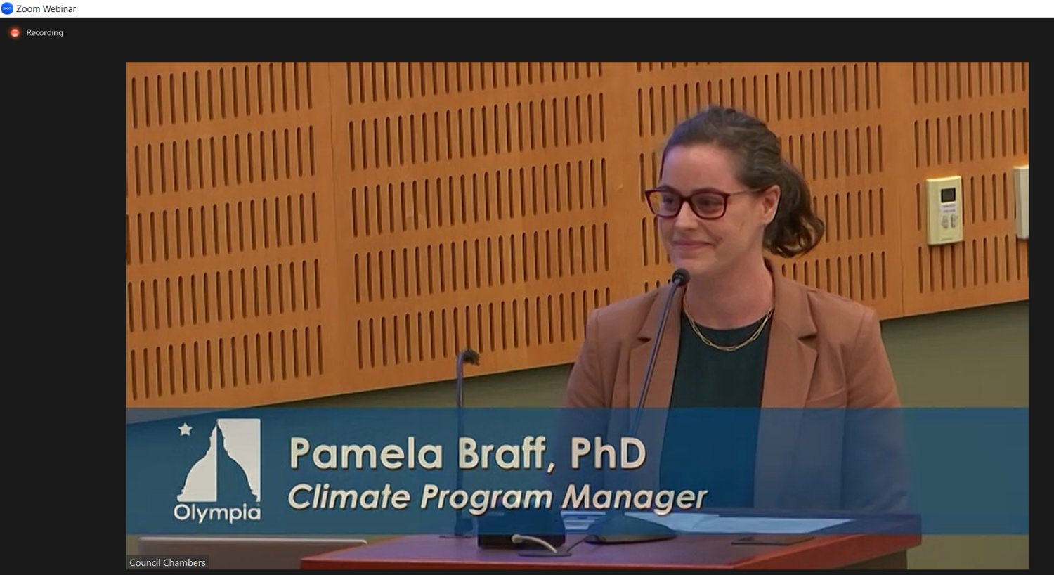 At the Olympia City Council meeting on Tuesday, March 28, 2023, Climate Program Director Dr. Pamela Braff spoke about launching Energize Olympia that will help homeowners gain access to a group purchase savings of the heating and cooling system.
